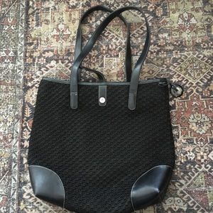 The Sak Black Crochet and Leather Purse